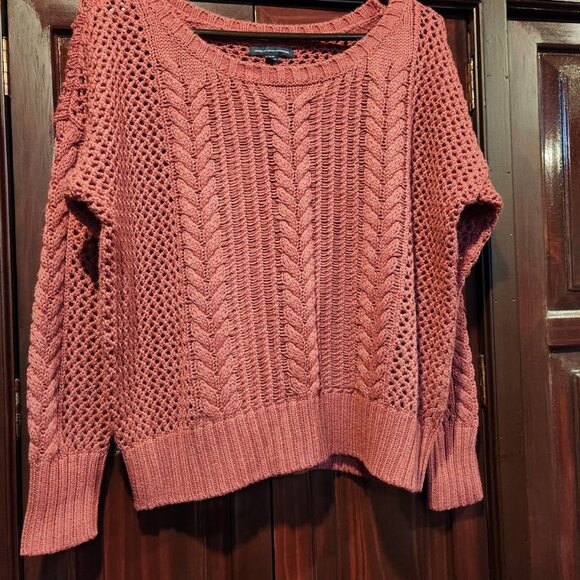 American Eagle Women's Medium Rose Mauve / Coral Knit Sweater - Picture 1 of 2